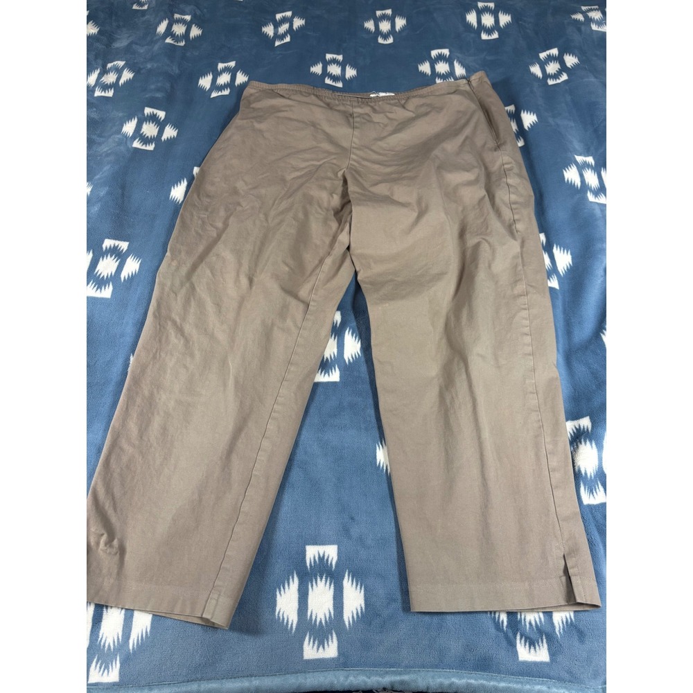 Eileen Fisher Tan Organic Cotton Stretch Side Zip Straight Leg Pants XL